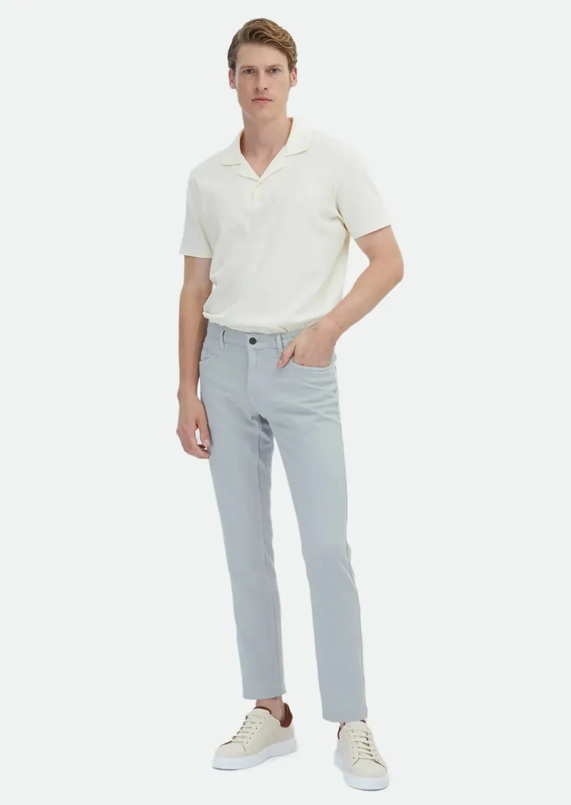 رامسي بنطال قطني رمادي اللون، بقصة عادية، مناسب للإطلالات الكاجوال