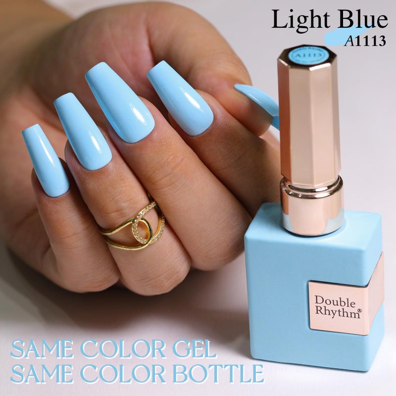 Double Rhythm 15ML Gel Nail Polish Pure Sheer Same Color Same Bottle Soak Off Gel Polish Art Manicure Salon DIY at Home for Women (Light Blue-A1113) - Image 2