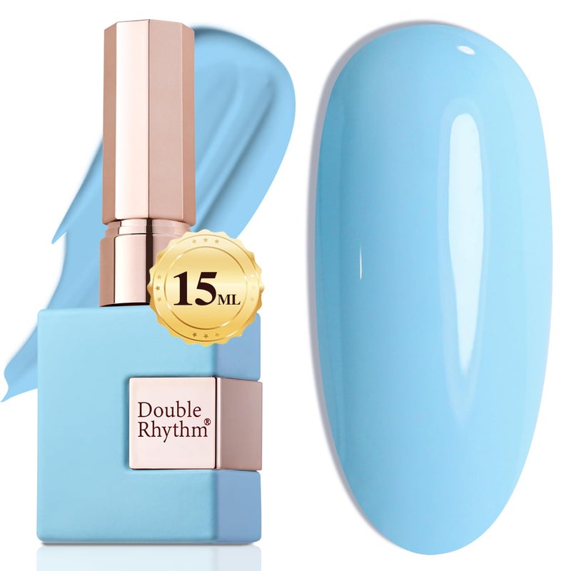 Double Rhythm 15ML Gel Nail Polish Pure Sheer Same Color Same Bottle Soak Off Gel Polish Art Manicure Salon DIY at Home for Women (Light Blue-A1113) - Image 1