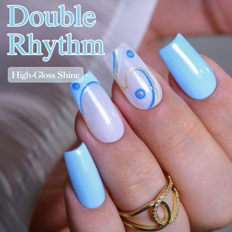 Double Rhythm 15ML Gel Nail Polish Pure Sheer Same Color Same Bottle Soak Off Gel Polish Art Manicure Salon DIY at Home for Women (Light Blue-A1113) - Image 3