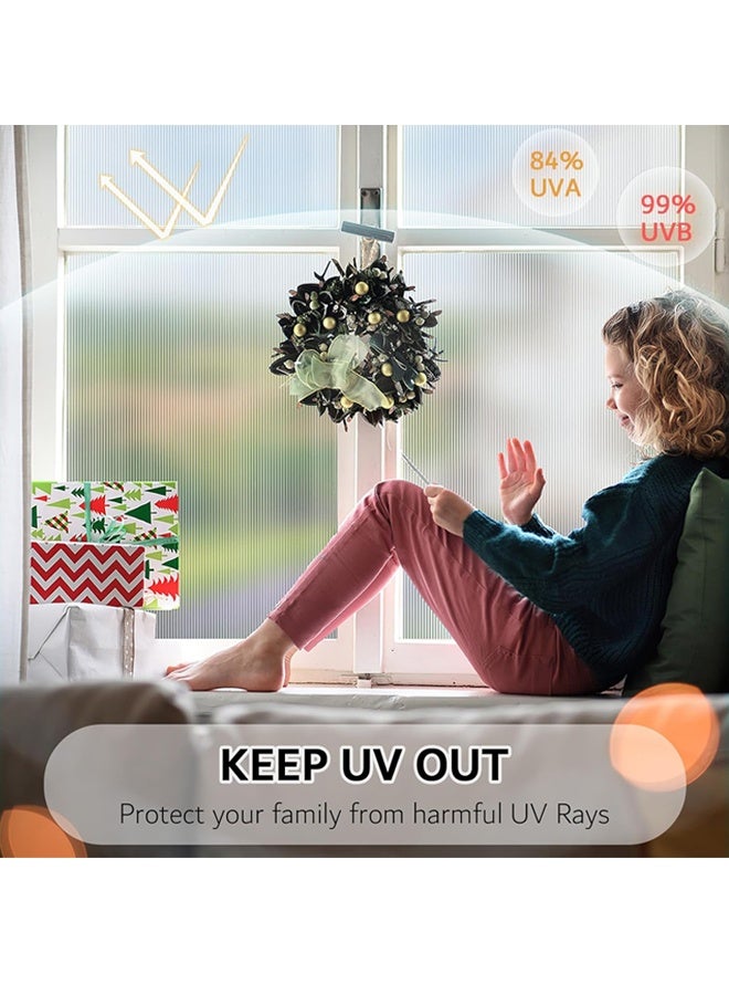 Window Privacy Film Frosted Glass Static Cling UV Sun Blocking Heat Control Window Tint Day and Night Insulation Home Bathroom Door Decorative Frosting Cover, 17.5 x 78.7 Inch - Image 4