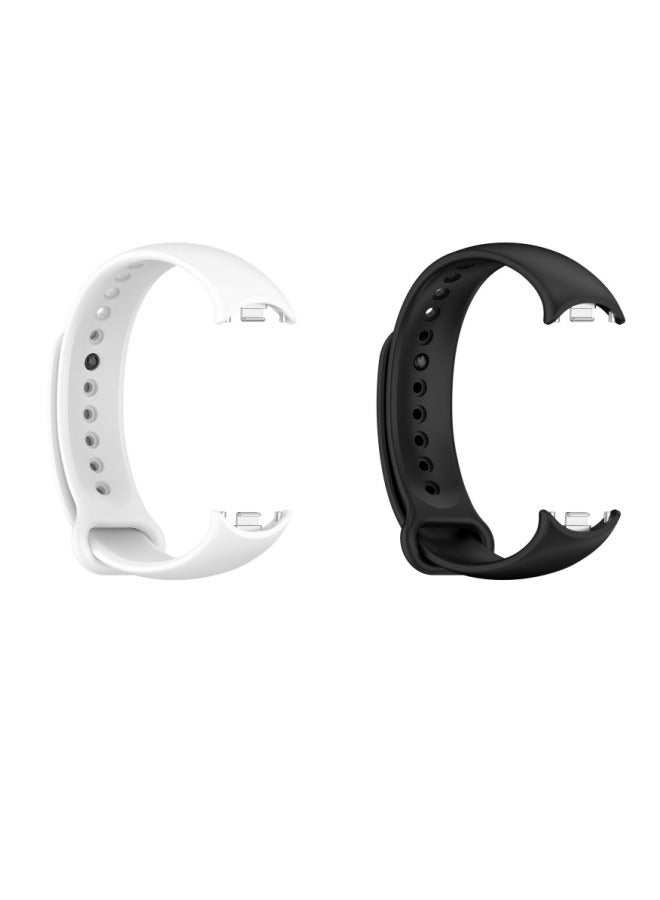 2Pcs Strap for Xiaomi band 9, Silicone Watchband Replacement Bracelet(Black, White) - Image 1