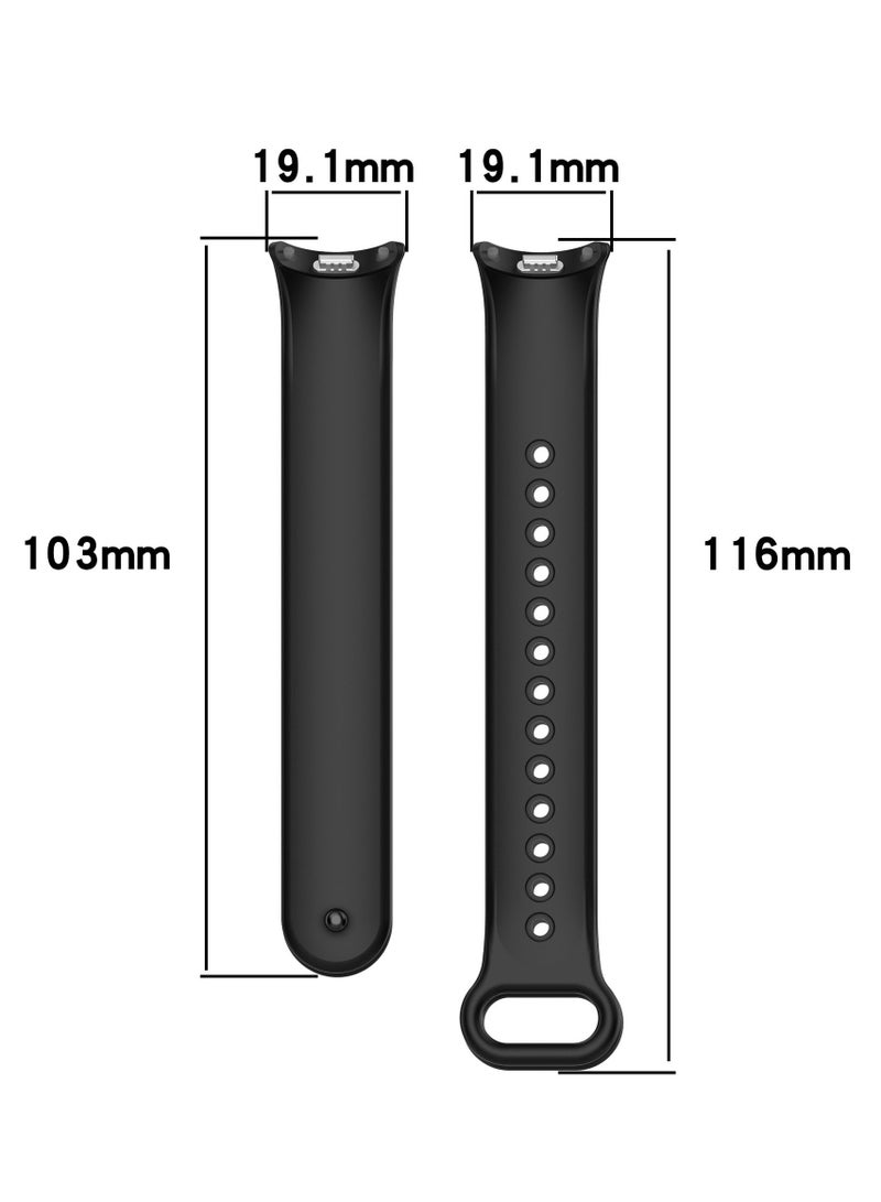 2Pcs Strap for Xiaomi band 9, Silicone Watchband Replacement Bracelet(Black, White) - Image 4