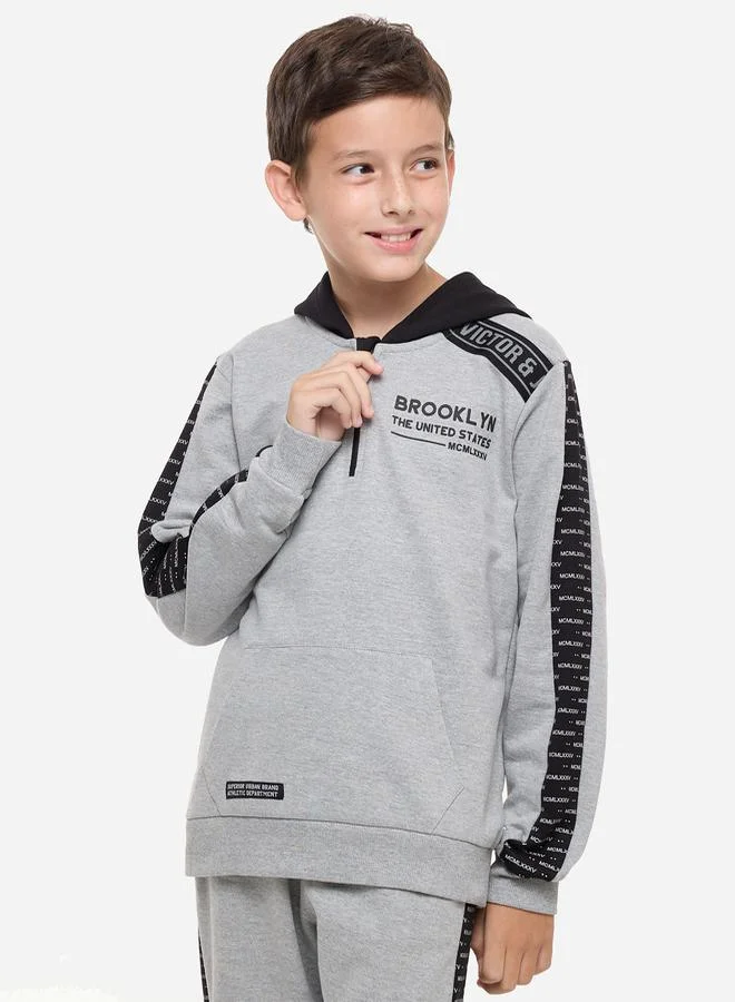 victor and jane Slogan Print Regular Fit Hoodie & Joggers Set by Styli