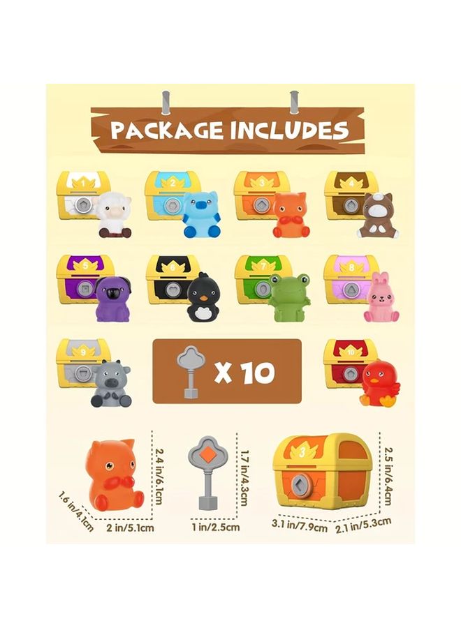 Treasure Game With 10 Animal Finger Puppets Numbered Locks Educational Gift For Kids Ages 3 4 5 - Image 3