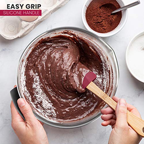 AVACraft أواني خلط من الفولاذ المقاوم للصدأ 18/10 مع أغطية، أواني قاعدة سيليكون غير قابلة للانزلاق مع مقبض، مجموعة أواني خلط مع فوهات وعلامات قياس، أساسيات الطهي المنزلية، (أسود) - Image 4