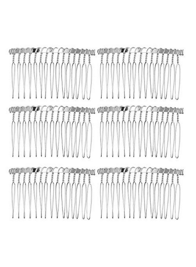 Senkary 10 Pieces Hair Comb Clip Metal Wire Hair Combs Wedding Veil Combs (15 Teeth Silver) - Image 2