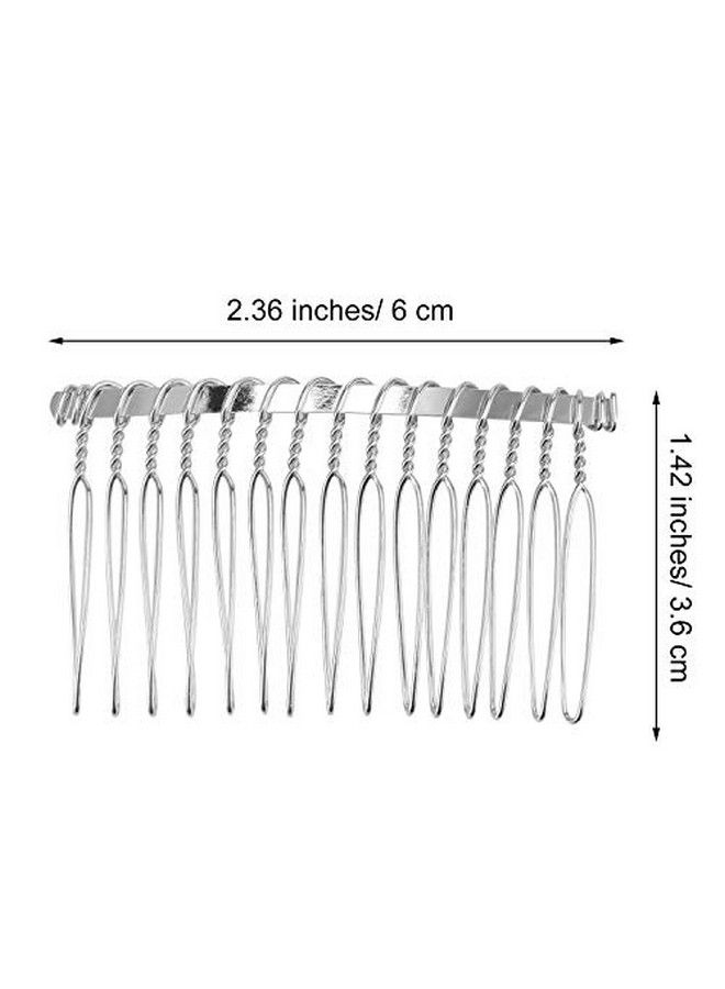 Senkary 10 Pieces Hair Comb Clip Metal Wire Hair Combs Wedding Veil Combs (15 Teeth Silver) - Image 4