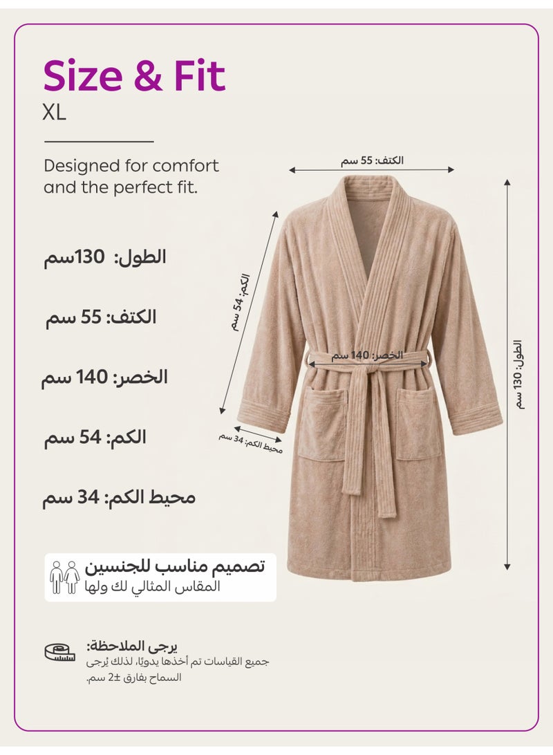 Donetella 1-Pcs Unisex  Bathrobe  XL Size - Kimono Collar, Highly Absorbent, Quick Dry, Soft Spa Robe with Belt & Pockets - Microfiber 330 GSM, Everyday Use - Image 4
