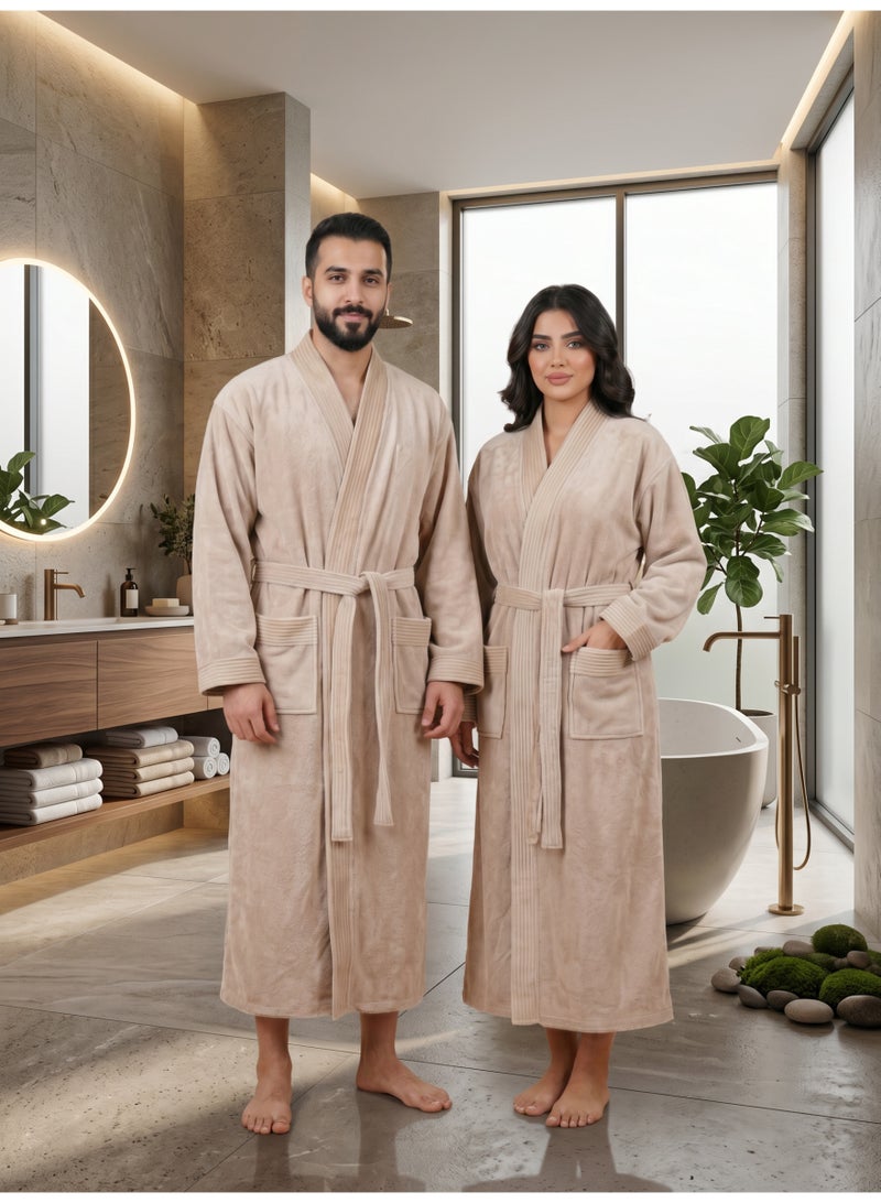 Donetella 1-Pcs Unisex  Bathrobe  XL Size - Kimono Collar, Highly Absorbent, Quick Dry, Soft Spa Robe with Belt & Pockets - Microfiber 330 GSM, Everyday Use - Image 1