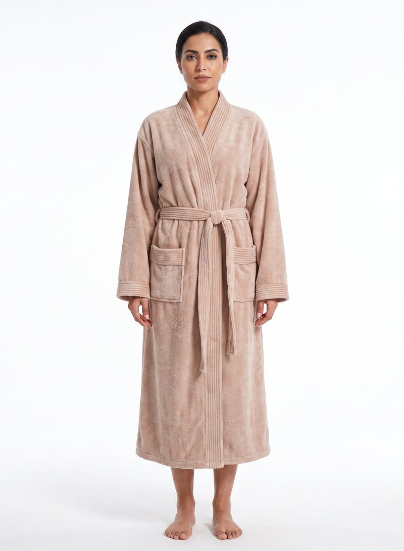 Donetella 1-Pcs Unisex  Bathrobe  XL Size - Kimono Collar, Highly Absorbent, Quick Dry, Soft Spa Robe with Belt & Pockets - Microfiber 330 GSM, Everyday Use - Image 2