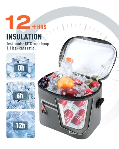 Sydioor Mini Lunch Cooler Bag 7 Can Insulated Ice Chest Box for Men Women Waterproof LeakProof Portable Lunch Box for Work Beach Drink Travel Camping Picnic Small Dark Gray - Image 3