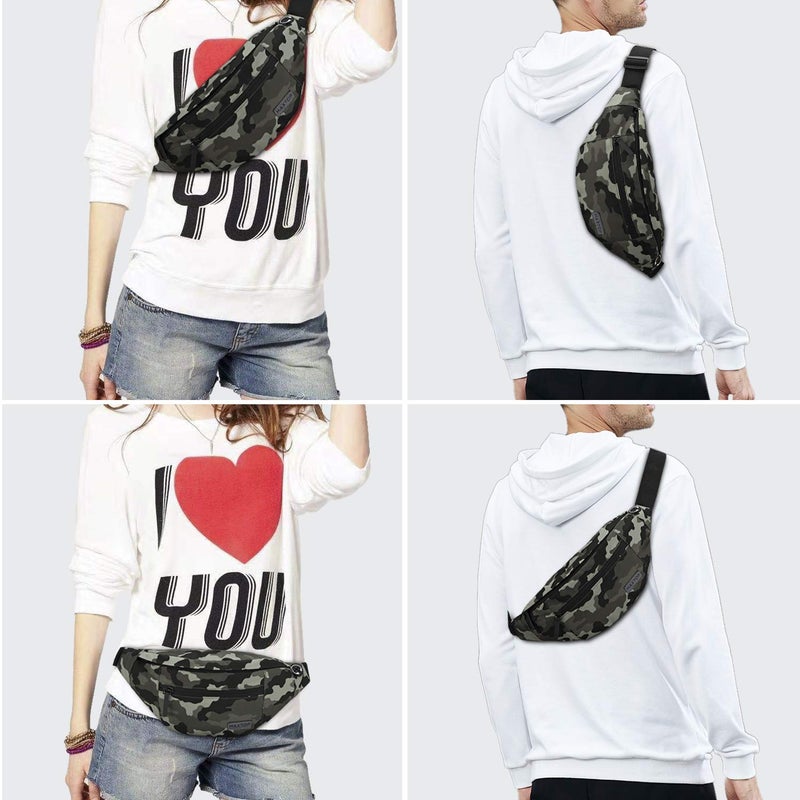 Maxtop Large Camo Fanny Pack Belt Bag with 4-Zipper Pockets Gifts for Enjoy Festival Sports Workout Traveling Running Casual Hands-Free Water-Resistant Waist Pack Bag Carrying All Size of Phones - Image 3