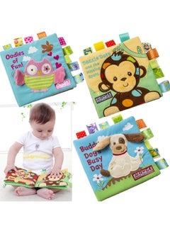 Generic JJOVCE Baby Tear Cloth Book Animal Embroidery Label Three-dimensional Cloth Book Baby Educational Toy Book With BB-Color:Sloth Cloth Book  - Image 2