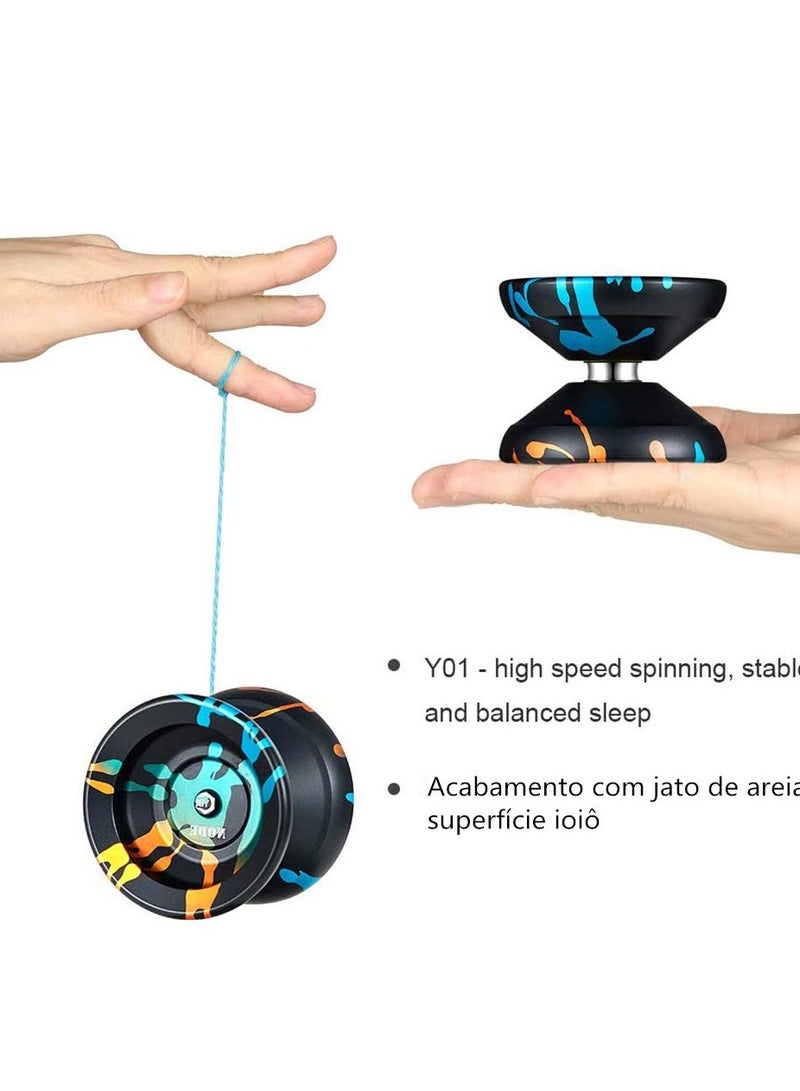 Y01 Professional Unresponsive Yoyo with 10 Ball Stainless KK Bearing, Long Spin Time, Ideal for Advanced Players and Beginners, Includes Glove Bag and 5 Yoyo Strings.