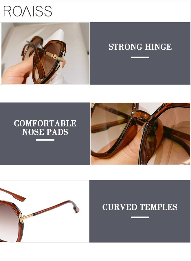 roaiss - Square Polarized Sunglasses for Women, UV400 Protection Sun Glasses With Metal and TR90 Frame, Fashion Anti-glare Sunglasses for Ladies with Glasses Case, 56mm, Brown - Image 1
