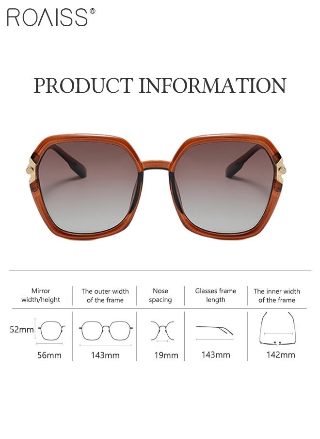 roaiss - Square Polarized Sunglasses for Women, UV400 Protection Sun Glasses With Metal and TR90 Frame, Fashion Anti-glare Sunglasses for Ladies with Glasses Case, 56mm, Brown - Image 1