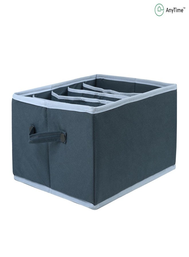 ANYTIME Set Of 2 5 Grid Non-Woven Jeans Organizer | Foldable Wardrobe Clothes Organizer for Jeans, Sweaters and T-Shirts | Foldable Clothes Drawer Closet Wardrobe Storage Box Grey - Image 3