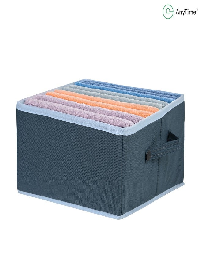ANYTIME Set Of 2 5 Grid Non-Woven Jeans Organizer | Foldable Wardrobe Clothes Organizer for Jeans, Sweaters and T-Shirts | Foldable Clothes Drawer Closet Wardrobe Storage Box Grey - Image 2