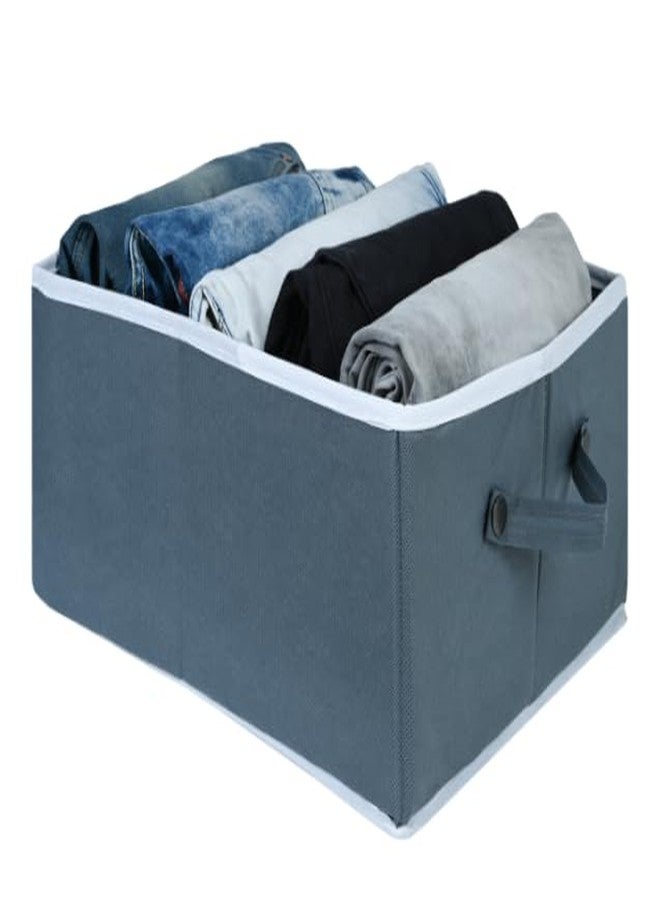 ANYTIME Set Of 2 5 Grid Non-Woven Jeans Organizer | Foldable Wardrobe Clothes Organizer for Jeans, Sweaters and T-Shirts | Foldable Clothes Drawer Closet Wardrobe Storage Box Grey - Image 1