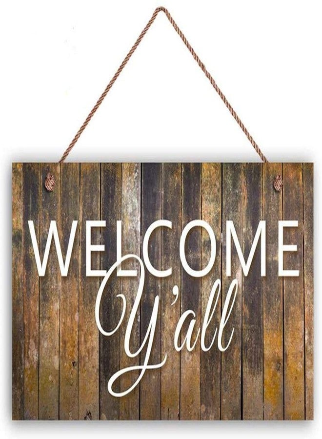 WEIMEILD Welcome Y'all Wood Sign, Rustic Barnwood Style Decor, Porch Sign, Southern Hospitality Sign, Housewarming Gift 12x6inches(hjd115)