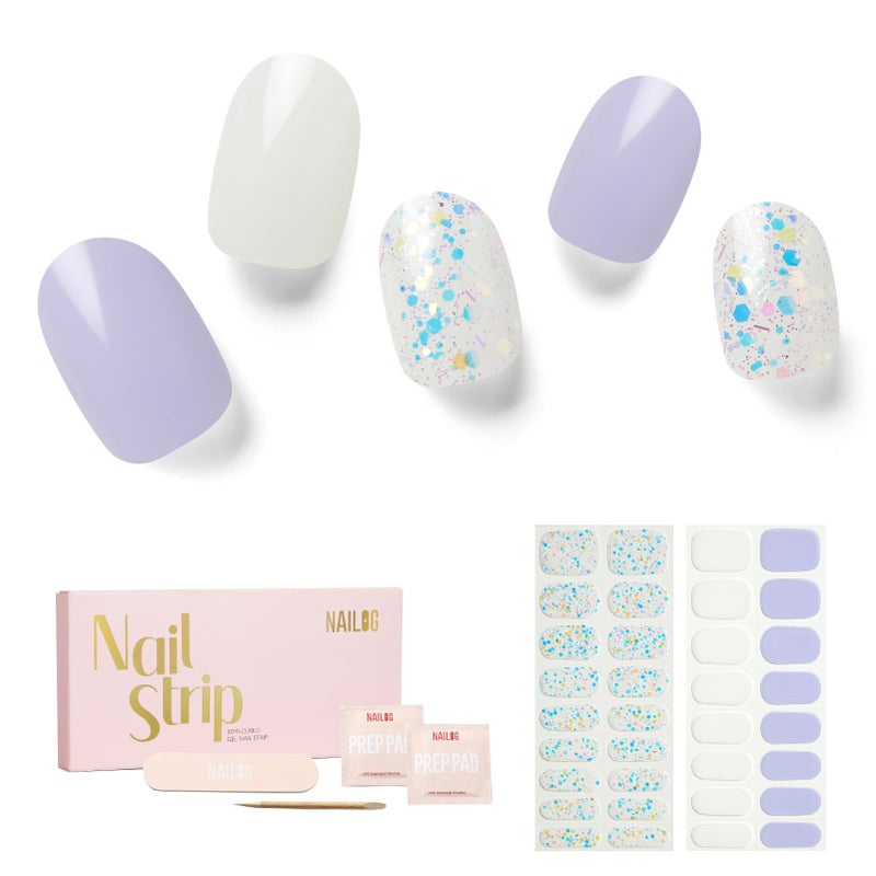 NAILOG Semi Cured Gel Nail Strips 34 pcs Buy 2 Get 1 UV Lamp  Long Lasting Nail Polish Sticker Wraps with Glossy Gel Finish Innocent
