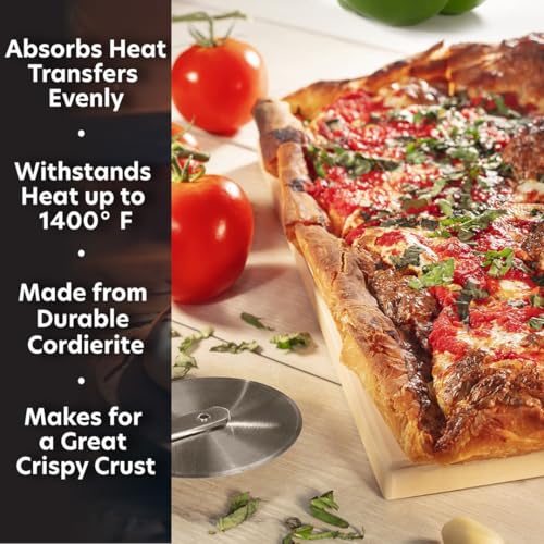 CucinaPro Pizza Stone for Oven, Grill BBQ- Extra Thick 5/8" Cordierite Rectangular Baking Stone for Better Holiday Cooking- 16" x 14" Pan- Holds High Temp For Crispy Crust- Kitchen Essential Xmas Gift - Image 4