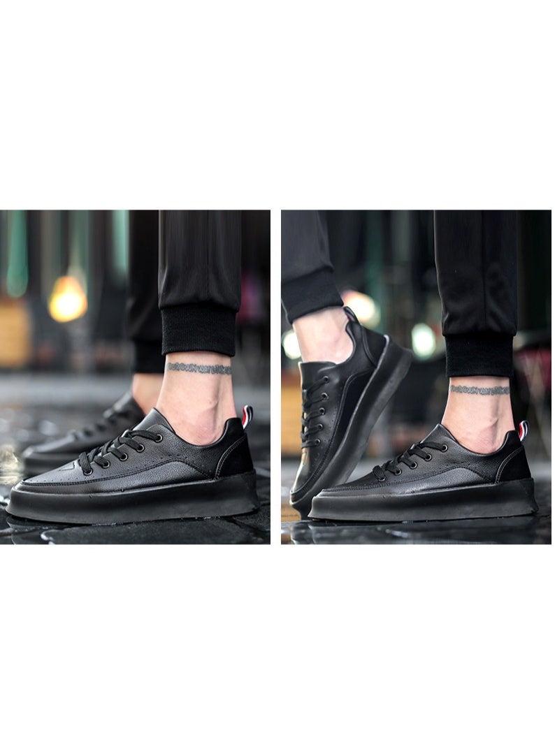 NIBEMINENT Hip Hop Street Fashion Men Casual Shoes Brand Leather Sneakers  Male Walking Shoes Non-slip Breathable Shoes - Image 4