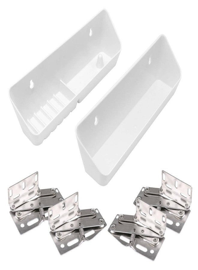 Baudelun 14 Inch Kitchen Sink Front Tip-Out Trays for Under Sink Cabinet in Kitchen and Bathroom, Includes Two Pairs of Hinges and Mounting Screws, 2 Pack, White - Image 1