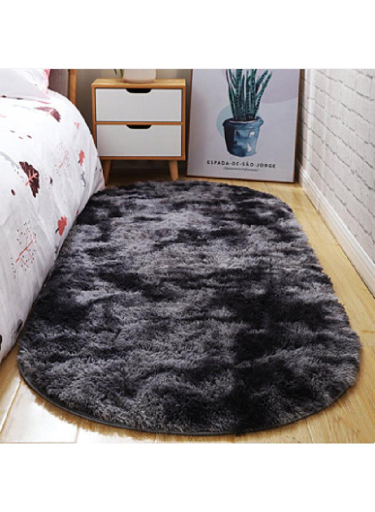 Bluejw 1-Piece Bedroom Carpet Oval Dark Grey 160 CM Soft Fluffy Area Rug for Bedroom Fuzzy Shaggy Oval Throw Rugs for Bedside, Non-Slip Cozy Plush Shag Carpet for Kids Room Nursery Dorm Living Room, 2.6 x 5.3 Feet - Image 2