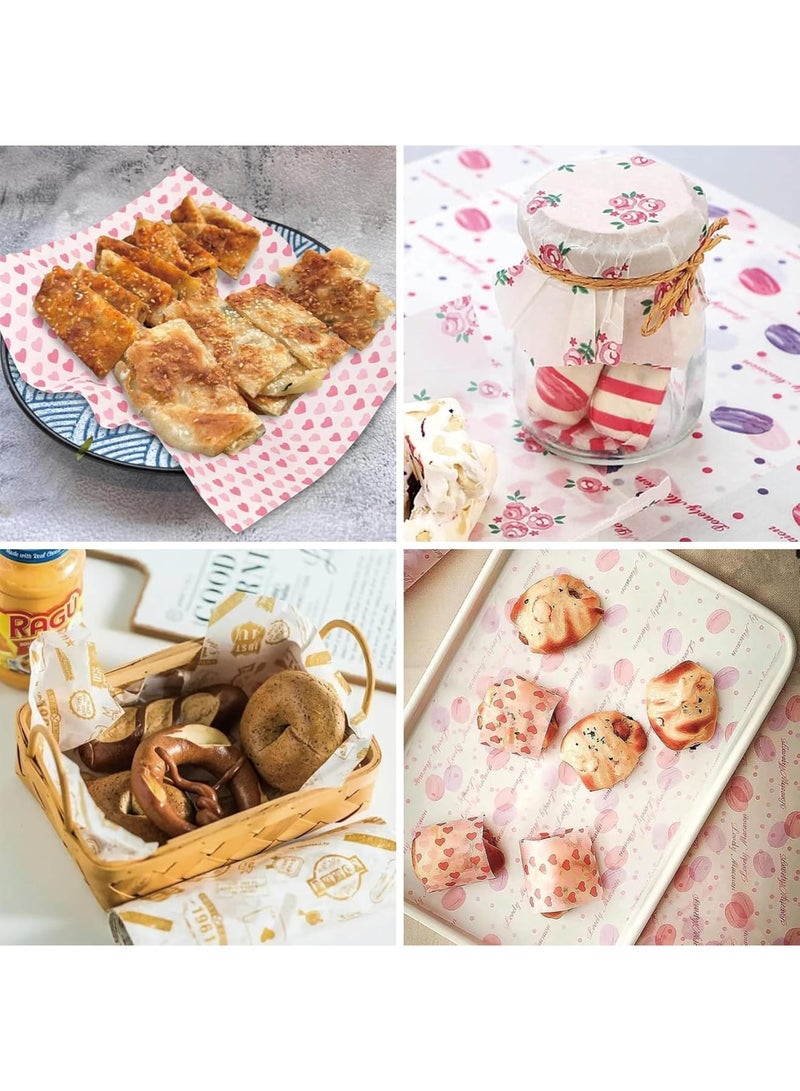 SYOSI Greaseproof Paper, Waterproof Wax Papers Sheets for Crafting Cheese Nougat Chocolate,Sandwiches, Burgers, Food Grade Wrap Paper for Party, Picnic, Festival, BBQ,9.84 X 8.46inches (5 Styles) - Image 5