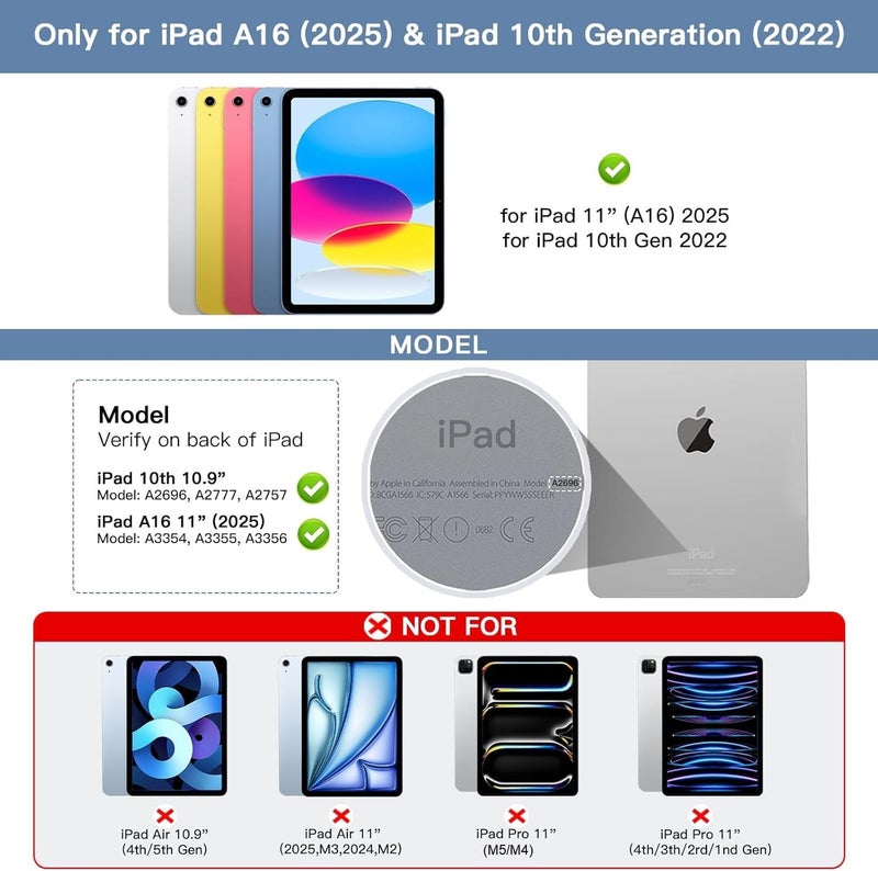 typecase Folio Duo Keyboard case for iPad A16 (11 Inch) & 10th Gen with Multi Gesture Trackpad & 7-Colors Backlit, Magnetically Detached, Portrait/Landscape (NOT Fit to Air 11/5th/4th & Pro 11)-Wht'26 - Image 2