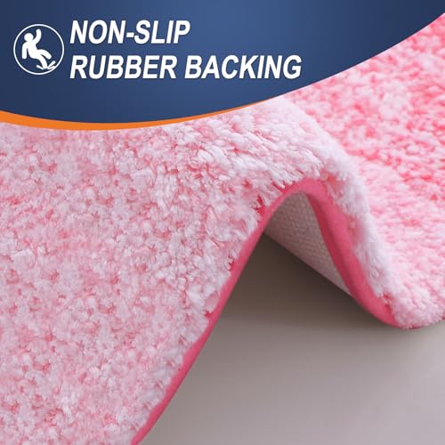 OLANLY Bathroom Rug Mat 24x16, Extra Soft and Absorbent Microfiber Bath Rugs, Non-Slip Plush Shaggy Bath Carpet, Machine Wash Dry, Bath Mats for Bathroom Floor, Tub and Shower, Pink - Image 5