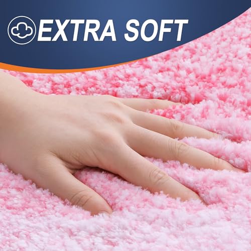 OLANLY Bathroom Rug Mat 24x16, Extra Soft and Absorbent Microfiber Bath Rugs, Non-Slip Plush Shaggy Bath Carpet, Machine Wash Dry, Bath Mats for Bathroom Floor, Tub and Shower, Pink - Image 3