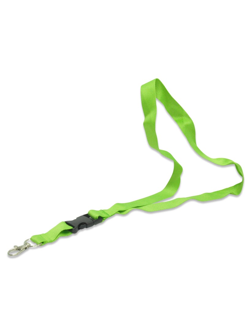 FIS Pack of 50 Pieces Flat Lanyard With Hook And Safety Buckle Badge Holder Green - Image 1