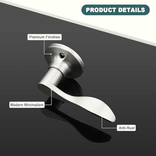 GOBEKOR 2 Pack Satin Nickel Dummy Door Handles Wave Right-Handed Lever Non-Turning Lock Interior Closet Door Handle Single Side Door Handle - Image 5