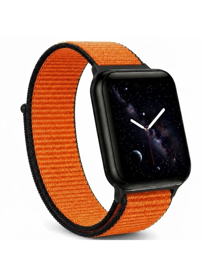 MARGOUN Breathable Nylon Sport Loop Band Compatible with Apple Watch 44mm 45mm 46mm 49mm for Women Men, iWatch Wrist Straps for Ultra 3 2, Se, Series 11 10 9 8 7 - Sunset Orange - Image 1