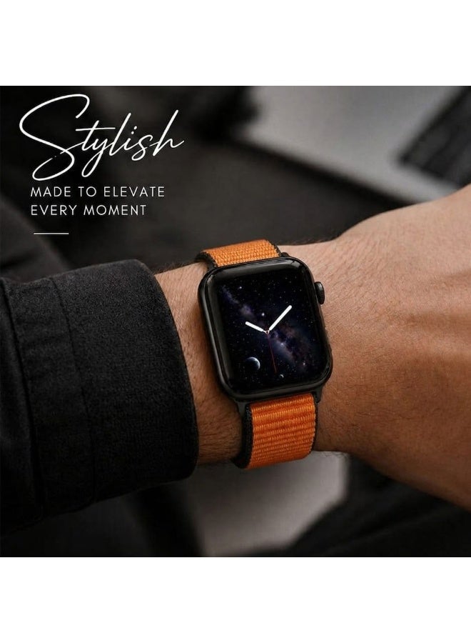 MARGOUN Breathable Nylon Sport Loop Band Compatible with Apple Watch 44mm 45mm 46mm 49mm for Women Men, iWatch Wrist Straps for Ultra 3 2, Se, Series 11 10 9 8 7 - Sunset Orange - Image 5