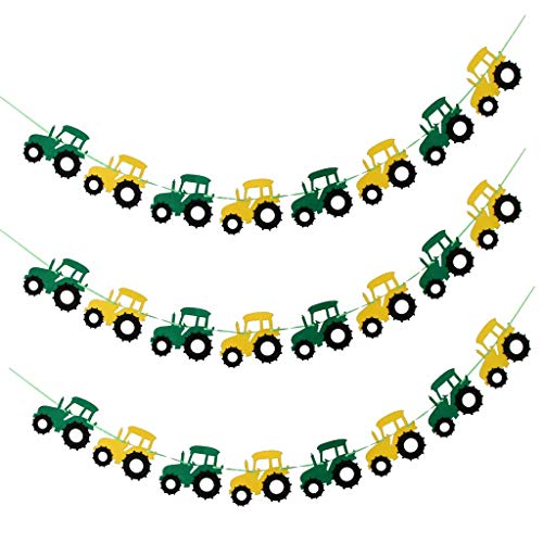 FRECI 3pcs Tractor Banner Felt Bunting Banner Garland Sign Baby Shower Boy Birthday Party Indoor Outdoor Decor - Image 1