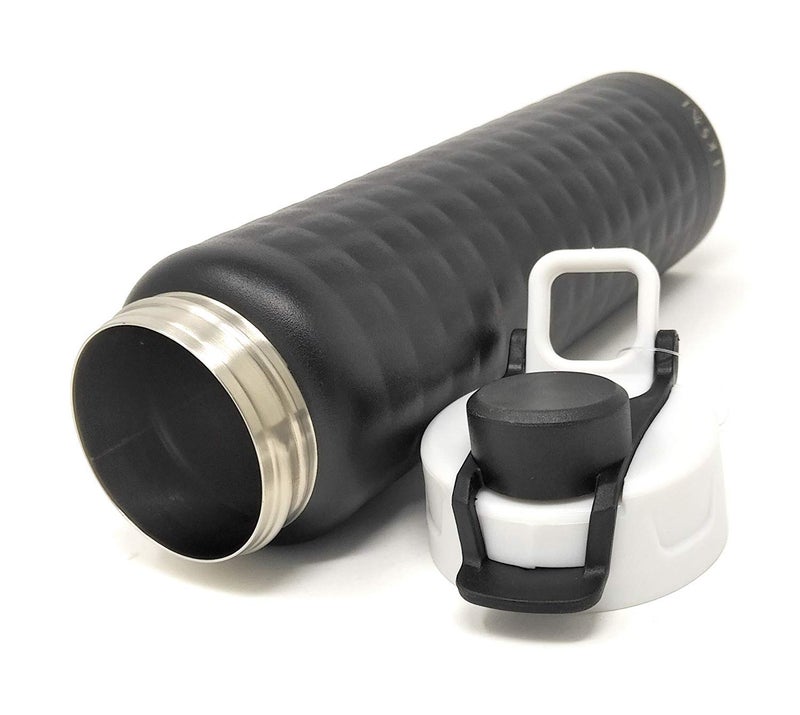 HOOM Vacuum Insulated Stainless Steel Flask Sports Sipper Water Bottle, Powder Coated with Flip-Top Cap and Hammer Finish | 600ml | Black - Image 5