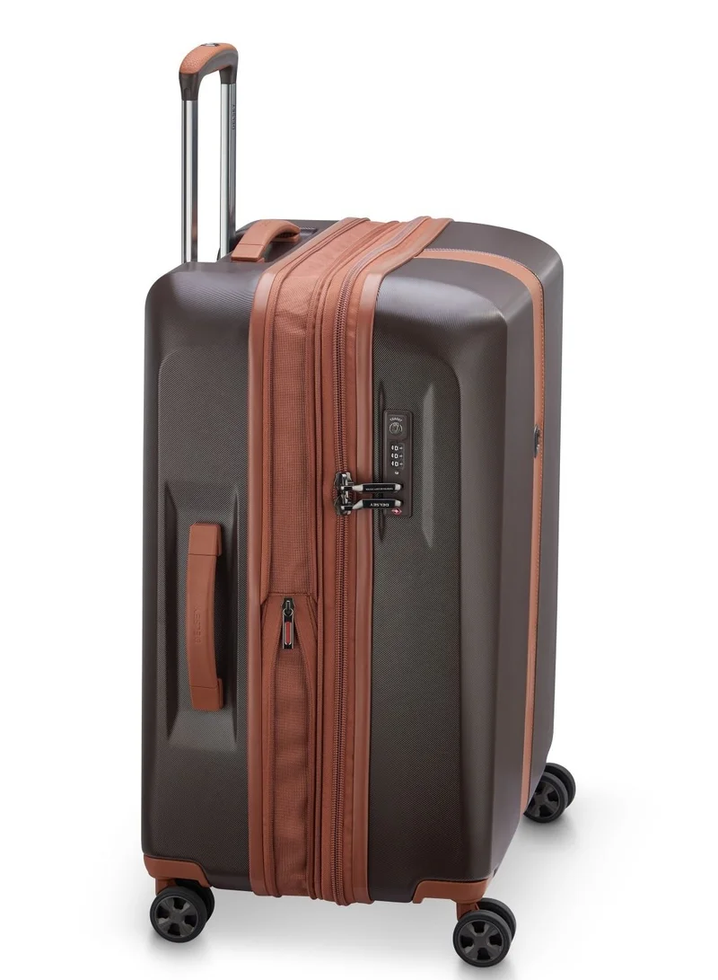 DELSEY Paris Promenade Hard 2.0 70cm Hardcase 4 Double Wheel Expandable Check In Luggage Trolley Chocolate