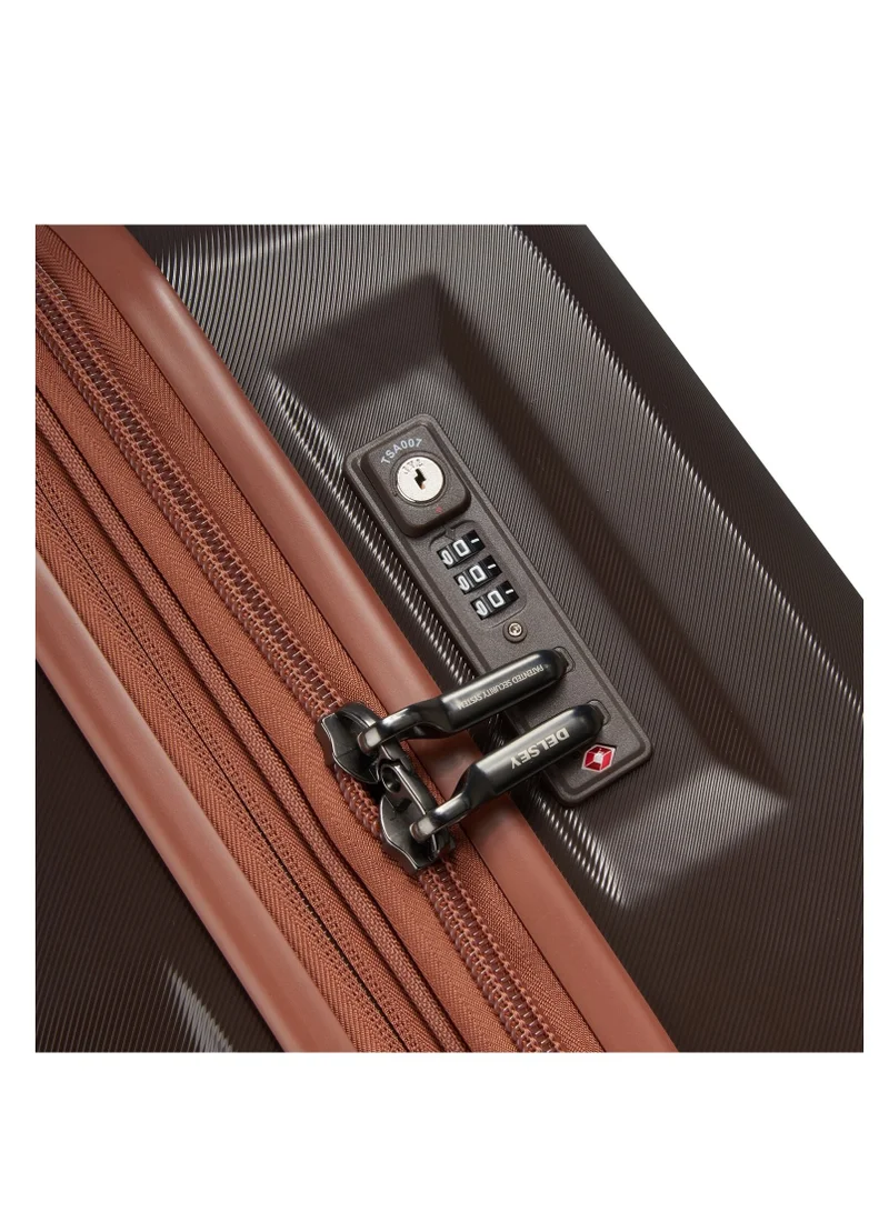 DELSEY Paris Promenade Hard 2.0 70cm Hardcase 4 Double Wheel Expandable Check In Luggage Trolley Chocolate