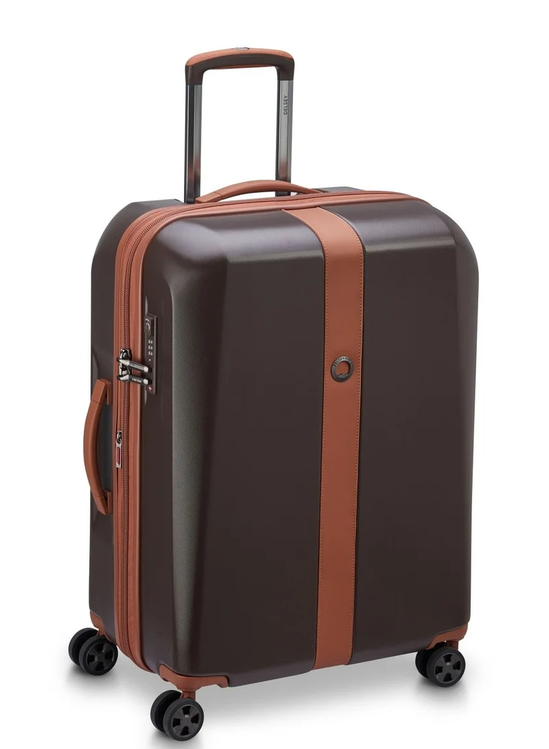 DELSEY Paris Promenade Hard 2.0 70cm Hardcase 4 Double Wheel Expandable Check In Luggage Trolley Chocolate