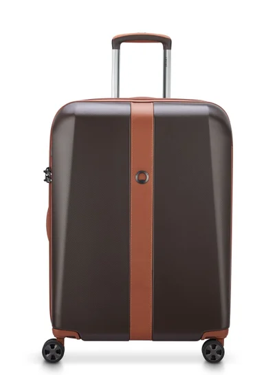 DELSEY Paris Promenade Hard 2.0 70cm Hardcase 4 Double Wheel Expandable Check In Luggage Trolley Chocolate