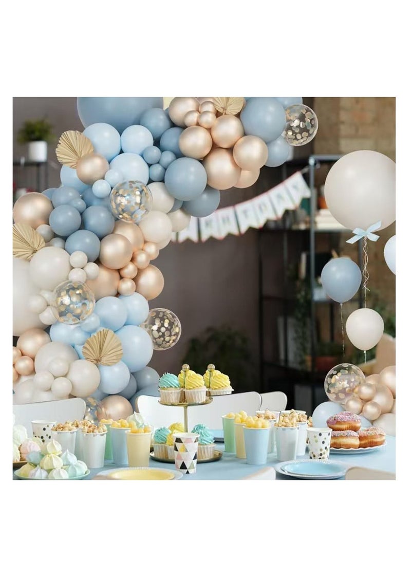Blue Balloon Arch Kit,122Pcs Blue Balloons Arch Garland Kit with Ocean Blue Gold Balloons,Sand White Balloons for Boys Baby Shower Decoration,Men Birthday Party Supplies,Baby Boys Party Backdrop - Image 3