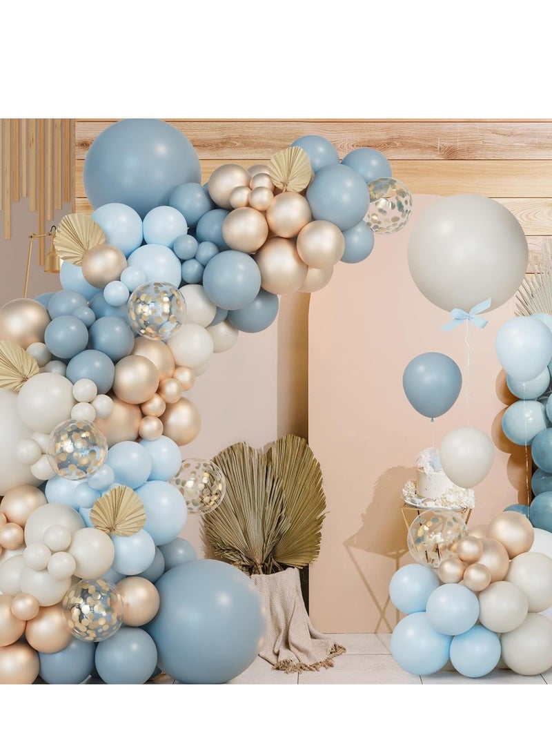 Blue Balloon Arch Kit,122Pcs Blue Balloons Arch Garland Kit with Ocean Blue Gold Balloons,Sand White Balloons for Boys Baby Shower Decoration,Men Birthday Party Supplies,Baby Boys Party Backdrop - Image 4