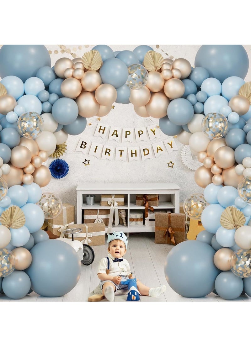 Blue Balloon Arch Kit,122Pcs Blue Balloons Arch Garland Kit with Ocean Blue Gold Balloons,Sand White Balloons for Boys Baby Shower Decoration,Men Birthday Party Supplies,Baby Boys Party Backdrop - Image 2