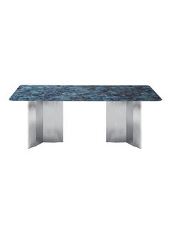 DANUBE HOME Reyna Sintered Stone Dining Table Strong And Sturdy Rectangular Kitchen Table 8 Seater Table Modern Design Desk Furniture For Home Dining Room L 200 x W 100 x H 76 cm Grey And Blue  - Image 1