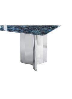 DANUBE HOME Reyna Sintered Stone Dining Table Strong And Sturdy Rectangular Kitchen Table 8 Seater Table Modern Design Desk Furniture For Home Dining Room L 200 x W 100 x H 76 cm Grey And Blue  - Image 4