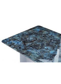 DANUBE HOME Reyna Sintered Stone Dining Table Strong And Sturdy Rectangular Kitchen Table 8 Seater Table Modern Design Desk Furniture For Home Dining Room L 200 x W 100 x H 76 cm Grey And Blue  - Image 3